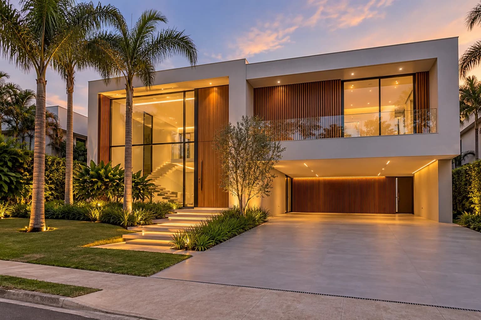 Casa contemporânea com piscina e jardim